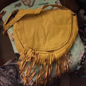 Yellow fringe crossbody